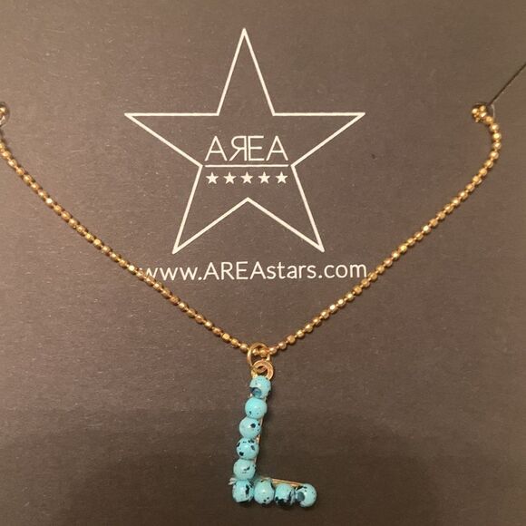 NIB Area stars beaded initial L gold tone necklace from Nordstrom - Picture 1 of 8